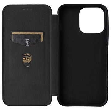 iPhone 15 Pro Max Flip Cover - Karbonfiber - Sort