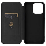 iPhone 15 Pro Max Flip Cover - Karbonfiber - Sort