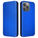 iPhone 15 Pro Max Flip Cover - Karbonfiber - Blå
