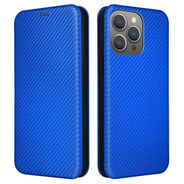 iPhone 15 Pro Max Flip Cover - Karbonfiber - Blå