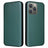 iPhone 15 Pro Max Flip Cover - Karbonfiber - Grøn