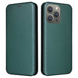 iPhone 15 Pro Max Flip Cover - Karbonfiber - Grøn