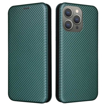 iPhone 15 Pro Max Flip Cover - Karbonfiber - Grøn
