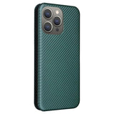 iPhone 15 Pro Max Flip Cover - Karbonfiber - Grøn