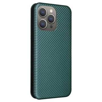 iPhone 15 Pro Max Flip Cover - Karbonfiber - Grøn
