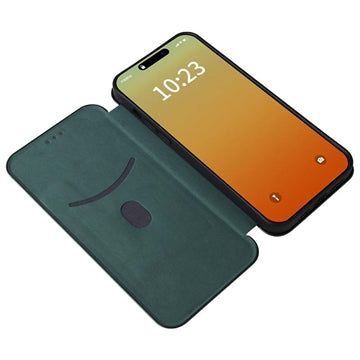 iPhone 15 Pro Max Flip Cover - Karbonfiber - Grøn