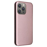 iPhone 15 Pro Max Flip Cover - Karbonfiber - Rødguld