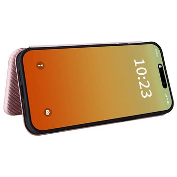 iPhone 15 Pro Max Flip Cover - Karbonfiber - Rødguld