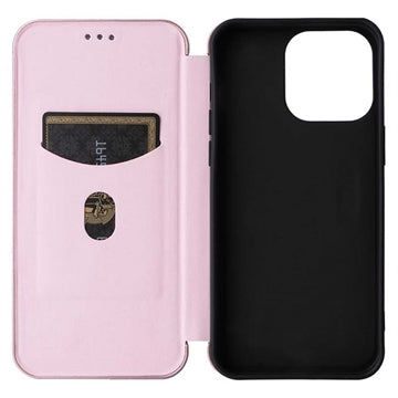 iPhone 15 Pro Max Flip Cover - Karbonfiber - Rødguld