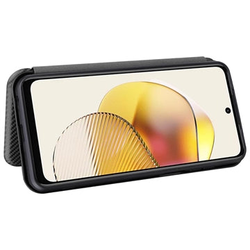 Motorola Moto G73 Flip Cover med Kortholder - Karbonfiber - Sort
