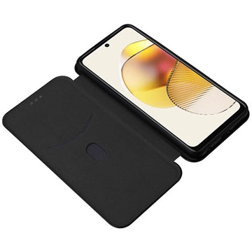 Motorola Moto G73 Flip Cover med Kortholder - Karbonfiber - Sort