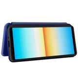 Sony Xperia 10 IV Flip Cover med Kortholder - Karbonfiber - Blå