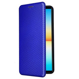Sony Xperia 10 IV Flip Cover med Kortholder - Karbonfiber - Blå