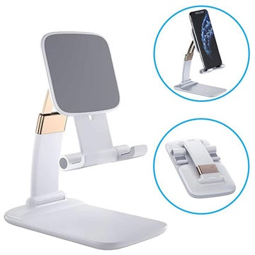 Sammenfoldelig Gravity Bordholder til Smartphone/Tablet - Hvid