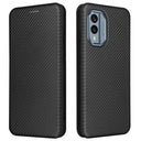 Nokia X30 Flip Cover med Kortholder - Karbonfiber - Sort