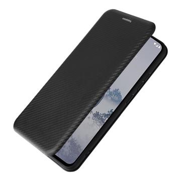 Nokia X30 Flip Cover med Kortholder - Karbonfiber - Sort