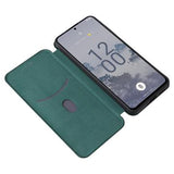 Nokia X30 Flip Cover med Kortholder - Karbonfiber - Grøn