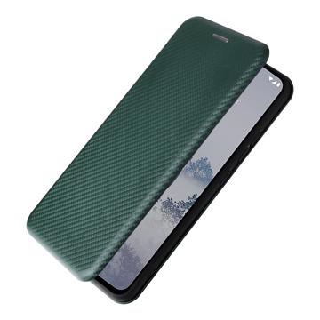 Nokia X30 Flip Cover med Kortholder - Karbonfiber - Grøn