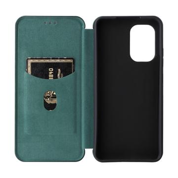 Nokia X30 Flip Cover med Kortholder - Karbonfiber - Grøn