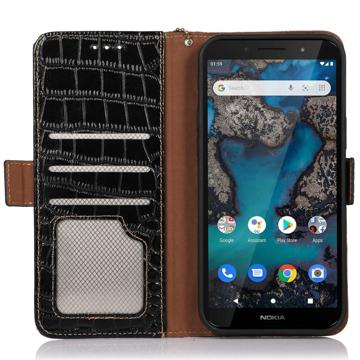 Crocodile Nokia X30 Læderpung med RFID - Sort