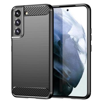 Samsung Galaxy S23 5G Børstet TPU Cover - Karbonfiber - Sort