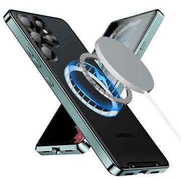 Galvaniseret Magnetisk Samsung Galaxy S23 Ultra 5G Hybrid Cover - Grøn