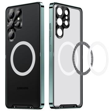 Galvaniseret Magnetisk Samsung Galaxy S23 Ultra 5G Hybrid Cover - Grøn