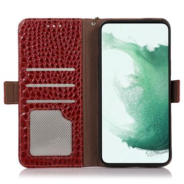 Crocodile Series Samsung Galaxy S23 Ultra 5G Læderpung med RFID - Rød