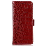 Crocodile Series Samsung Galaxy S23 Ultra 5G Læderpung med RFID - Rød