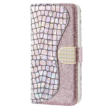 Croco Bling Series Samsung Galaxy S23 Ultra 5G Coverpung - Rødguld