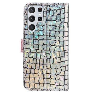 Croco Bling Series Samsung Galaxy S23 Ultra 5G Coverpung - Rødguld