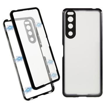 Sony Xperia 5 IV Magnetisk Cover med Hærdet Glas til Bagsiden - Sort