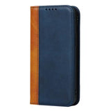 Elegance Series iPhone 14 Etui med Pung - Blå / Lysebrun