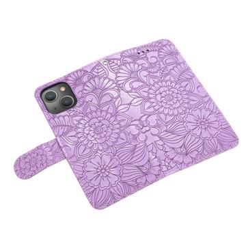 Flowers iPhone 14 Pung Taske - Lilla