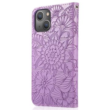 Flowers iPhone 14 Pung Taske - Lilla