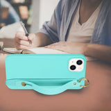 Candy Color iPhone 14 Plus TPU Cover med Håndrem - Babyblå