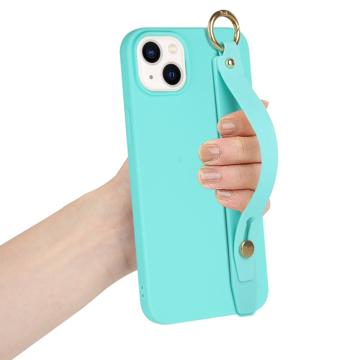 Candy Color iPhone 14 Plus TPU Cover med Håndrem - Babyblå