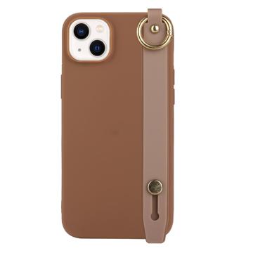 Candy Color iPhone 14 Plus TPU Cover med Håndrem - Kaffe