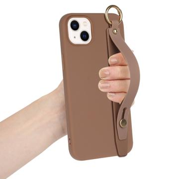 Candy Color iPhone 14 Plus TPU Cover med Håndrem - Kaffe