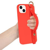 Candy Color iPhone 14 Plus TPU Cover med Håndrem - Rød