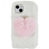 Plush Heart iPhone 14 Plus TPU Cover - Hvid