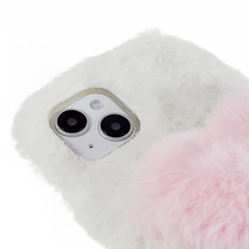 Plush Heart iPhone 14 Plus TPU Cover - Hvid
