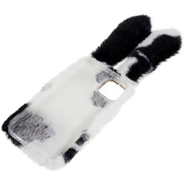 Lodne Vinterkaninører iPhone 14 Plus Cover med Glimmer - Sort / Hvid