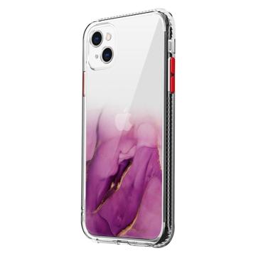 Marble Pattern iPhone 14 Plus Hyrbid Cover - Lilla