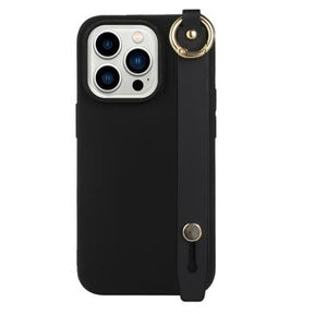 Candy Color iPhone 14 Pro TPU Cover med Håndrem - Sort