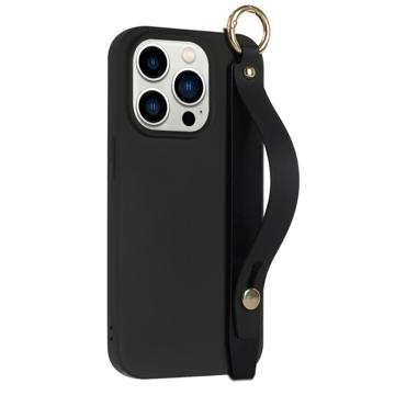 Candy Color iPhone 14 Pro TPU Cover med Håndrem - Sort