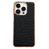 Krokodille Series iPhone 14 Pro Læder Dækket Cover - Sort