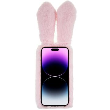 Lodne Vinterkaninører iPhone 14 Pro Cover med Glimmer - Pink