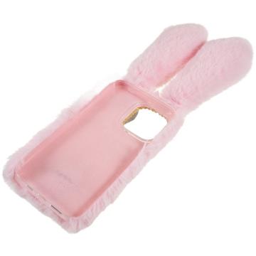 Lodne Vinterkaninører iPhone 14 Pro Cover med Glimmer - Pink