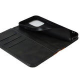 Elegance Series iPhone 14 Pro Max Etui med Pung - Sort / Gul